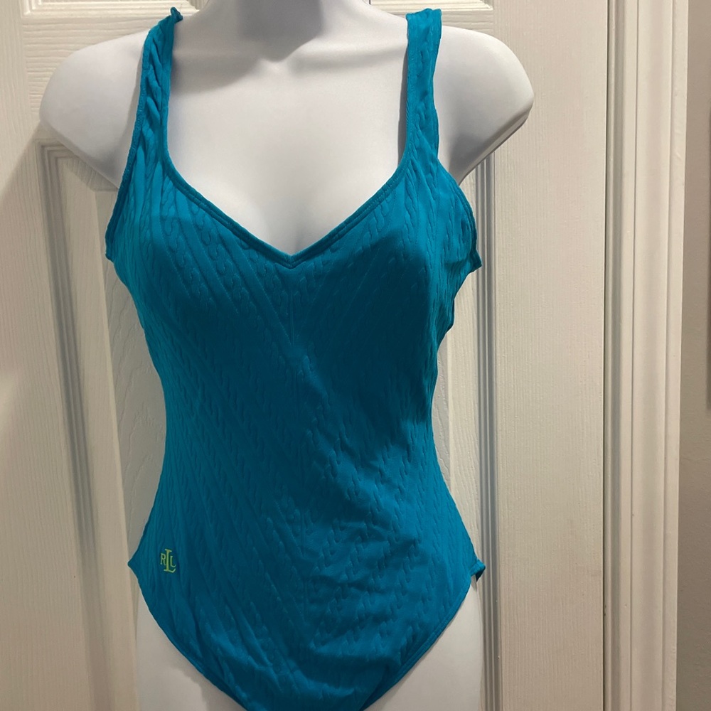Ralph Lauren aqua one-piece size 10 Gently used